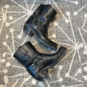 Black Leather Frye Moto Boots